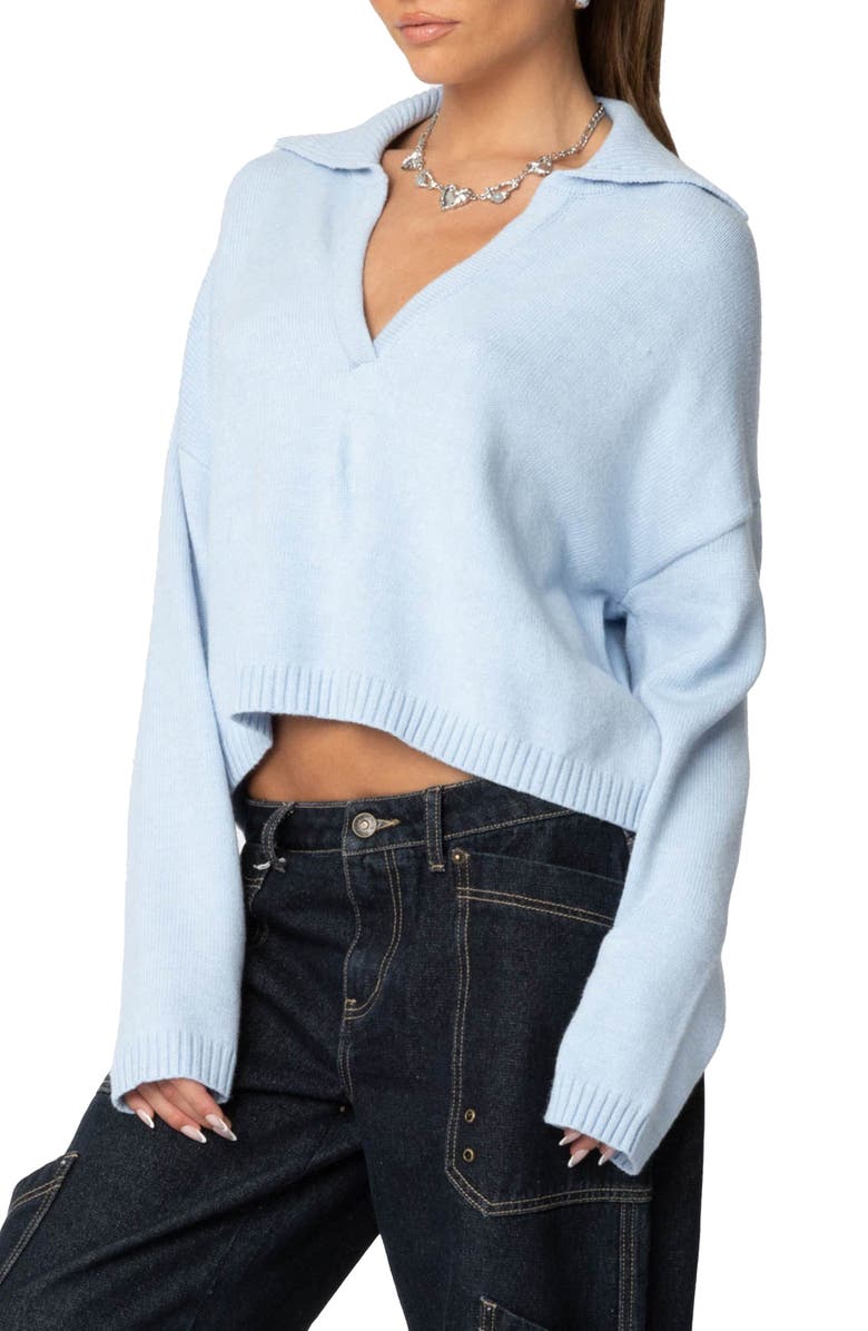 EDIKTED Marcie Oversize Crop Sweater, Alternate, color, Light-Blue