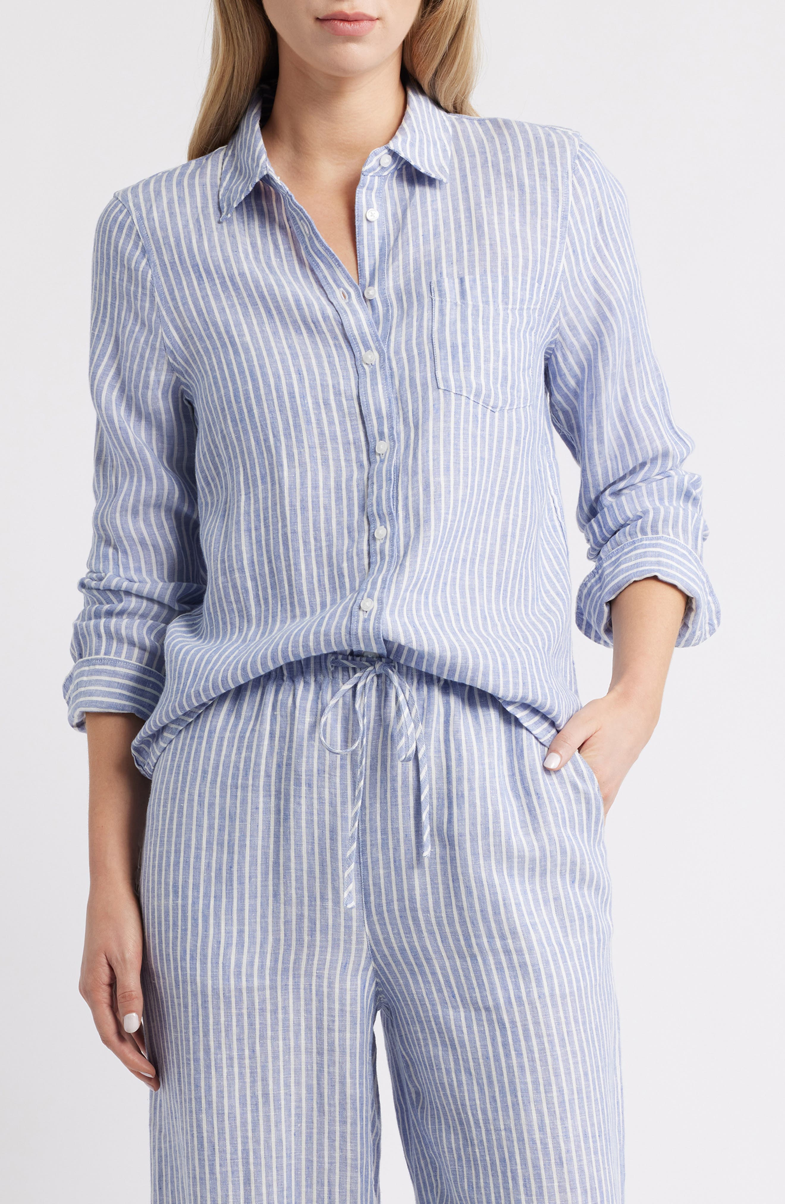 BLUE- IVORY PENNY STRIPE