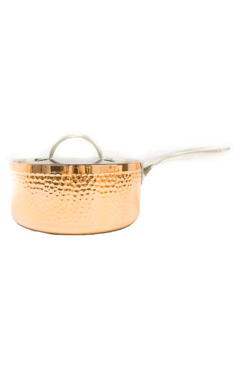 INTERNATIONAL 8" Covered Hammered Copper Saucepan