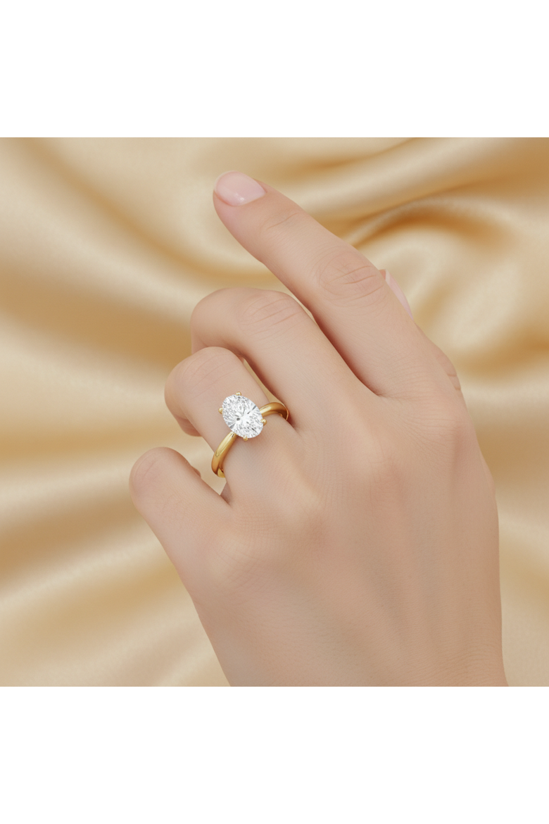 Cassia 14K Yellow Gold Oval Lab Grown Diamond Hidden Halo Engagement Ring - 2.1 Ct, Alternate, color, 14K Yellow Gold