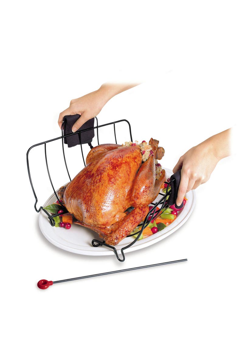 CUISIPRO Roast & Serve Non-Stick Turkey and Poultry Roasting Rack, Alternate, color, Black
