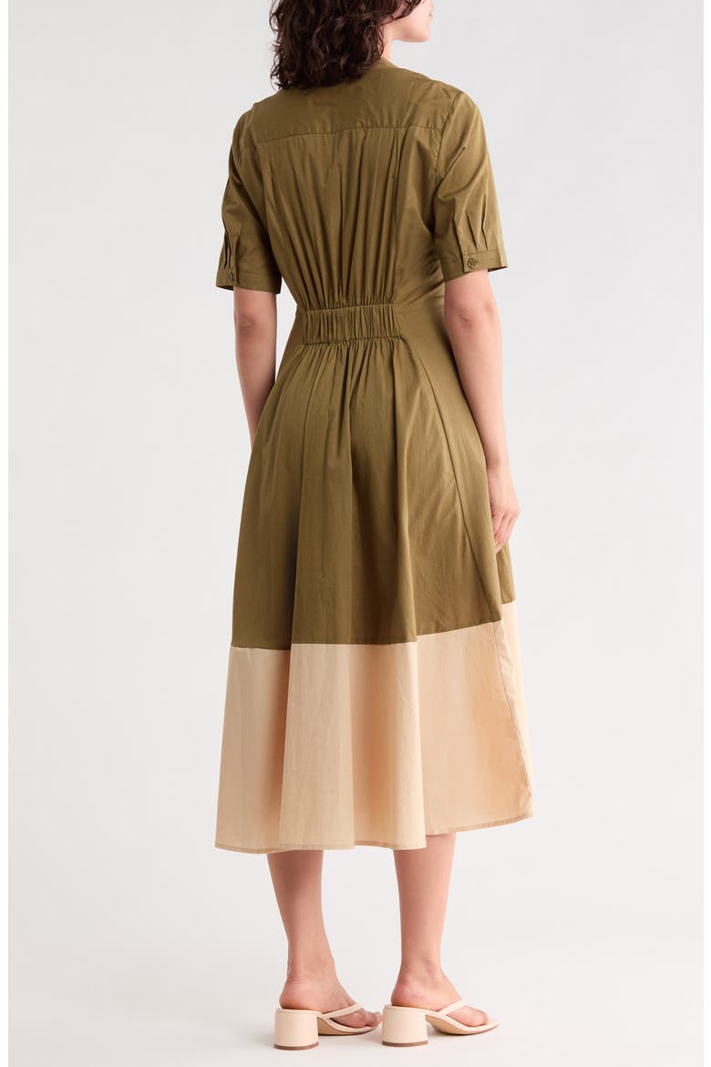 Front Seam A-Line Midi Dress, Alternate, color, OLIVE MOSS
