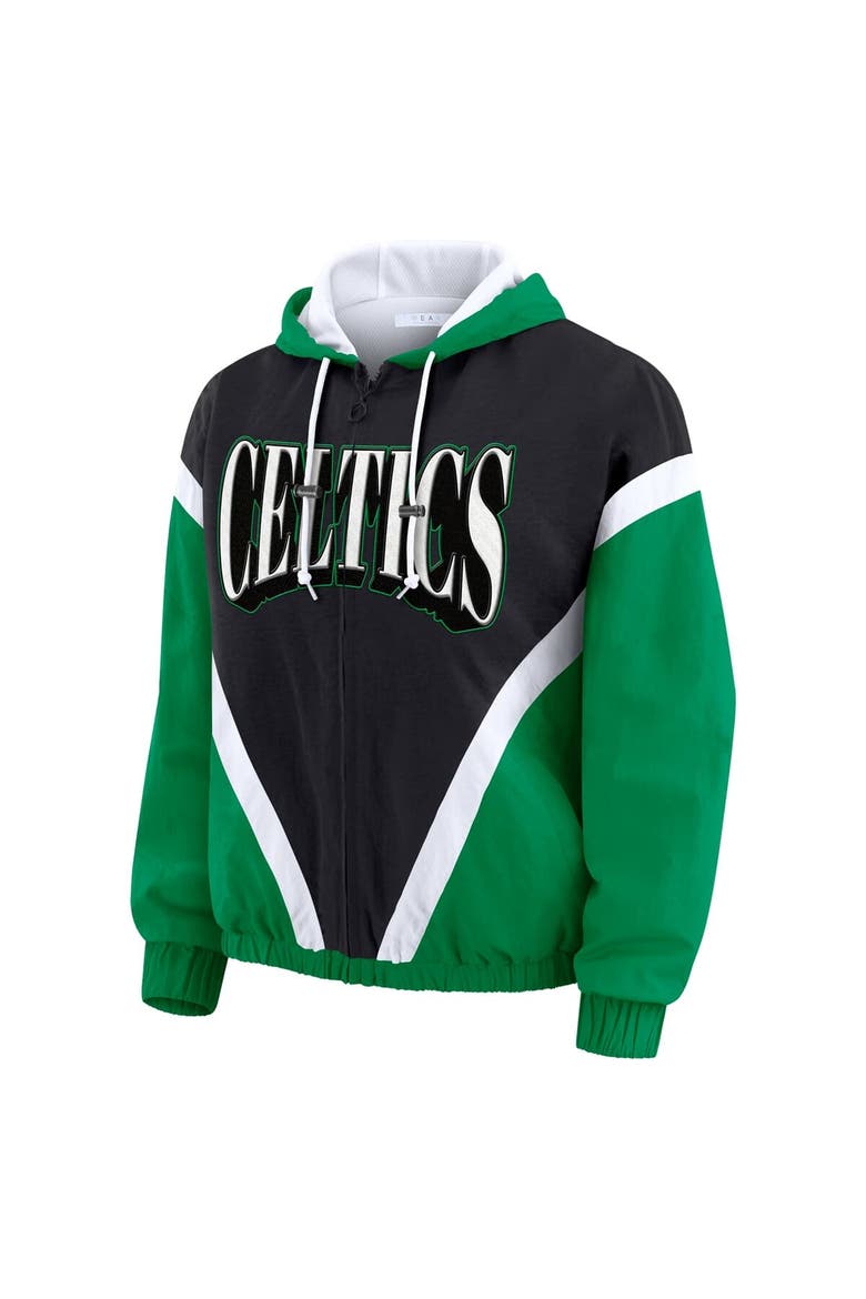 Women's WEAR by Erin Andrews  Black/Kelly Green Boston Celtics Colorblock Full-Zip Hoodie Windbreaker Jacket, Alternate, color, Black