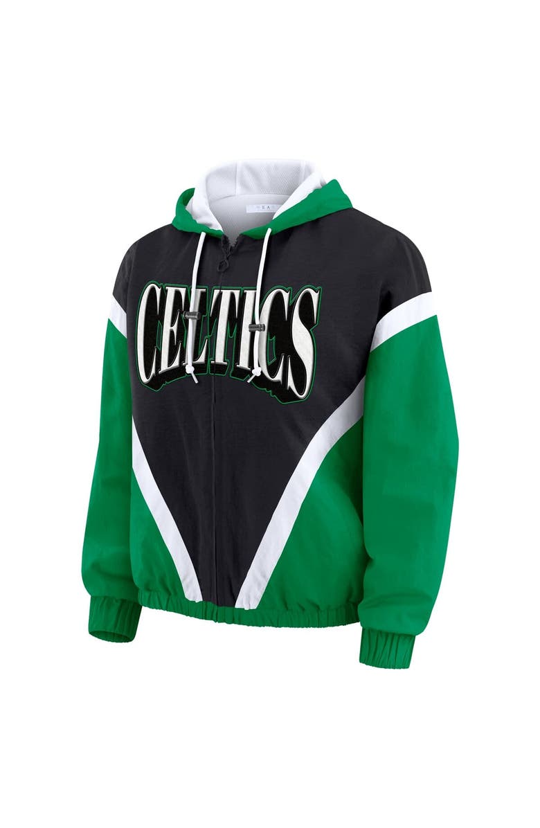 WEAR by Erin Andrews Women's WEAR by Erin Andrews  Black/Kelly Green Boston Celtics Colorblock Full-Zip Hoodie Windbreaker Jacket, Alternate, color, Black