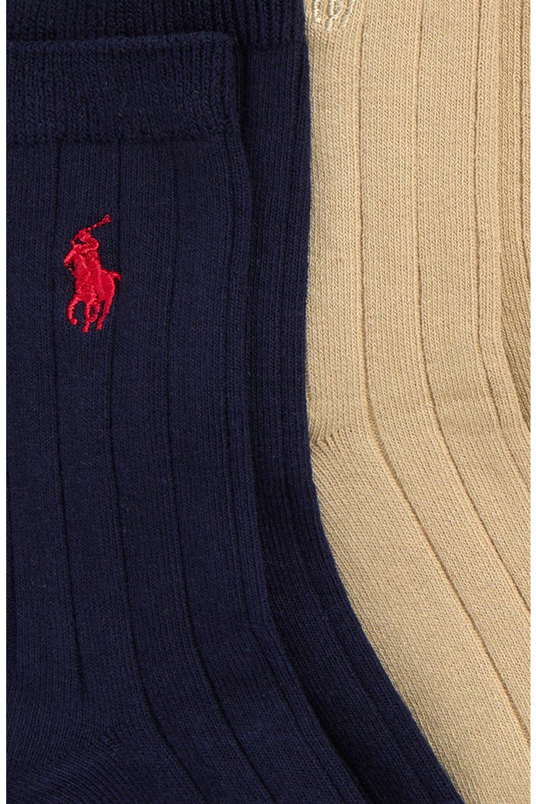 Kids' Assorted 3-Pack Wide Rib Cotton Blend Socks, Alternate, color, TAN