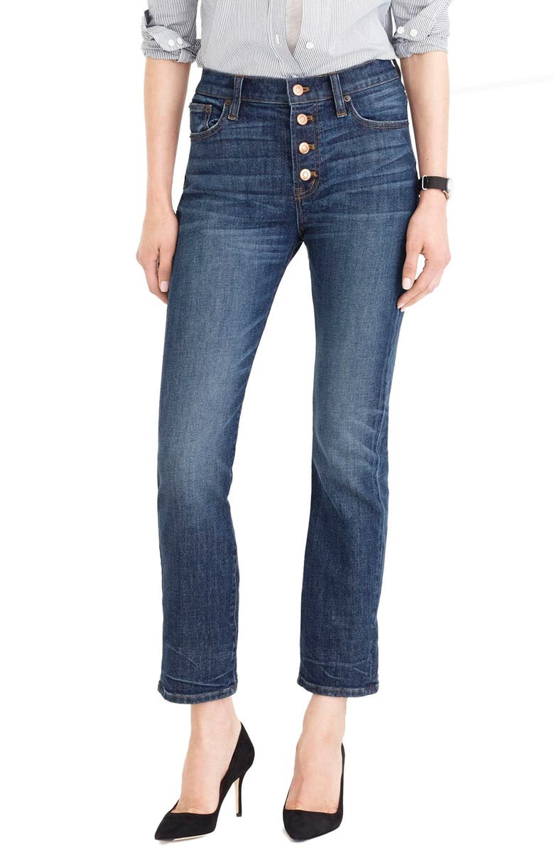 J.CREW FACTORY J.Crew 'Straight Away' Stretch High Rise Crop Jeans, Main, color, 