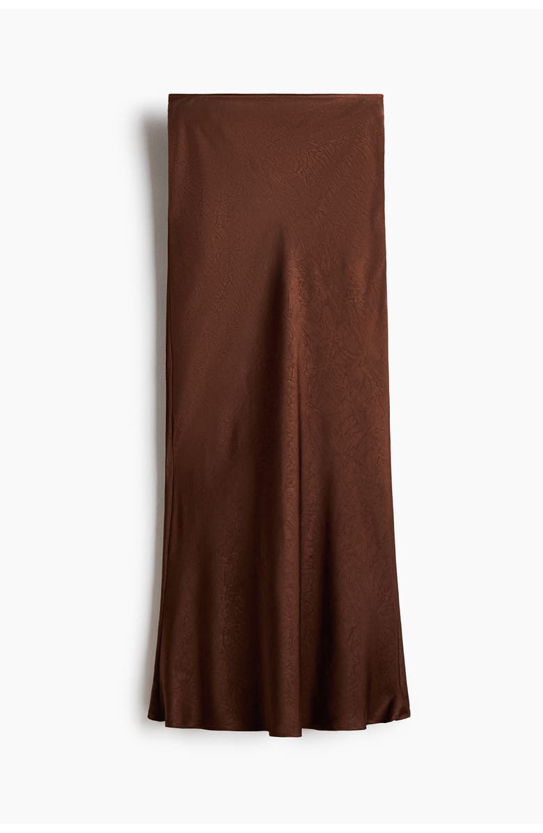 H&M Crinkled Satin Maxi Skirt, Main, color, Brown