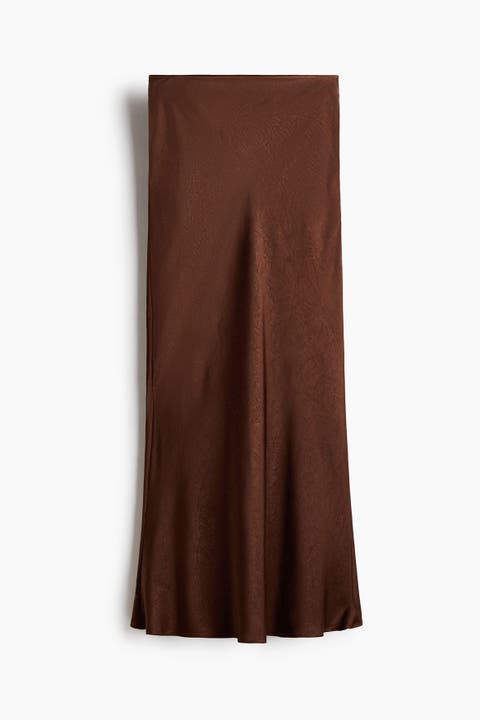 Crinkled Satin Maxi Skirt