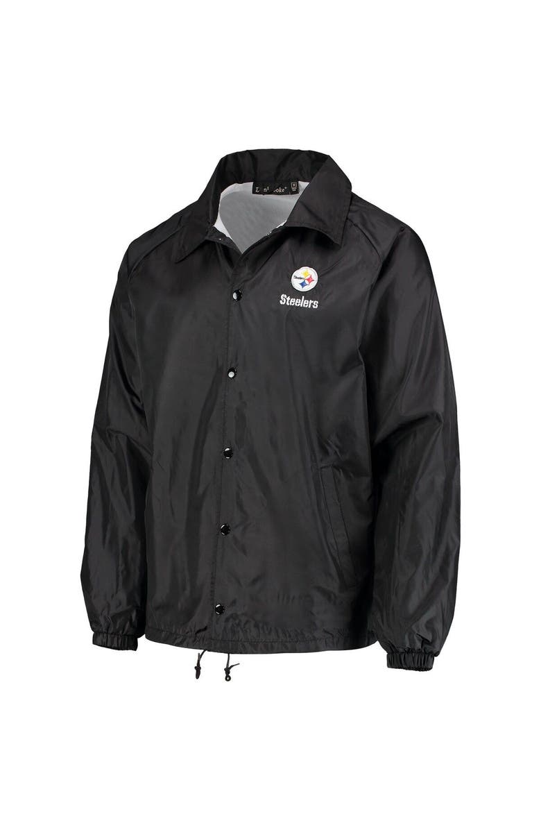 DUNBROOKE Men's Black Pittsburgh Steelers Coaches Classic Raglan Full-Snap Windbreaker Jacket, Alternate, color, 