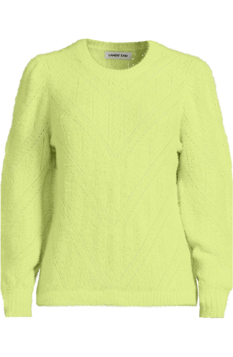 Lands' End Eyelash Fuzzy Pointelle Puff Sleeve Sweater, Alternate, color, 
