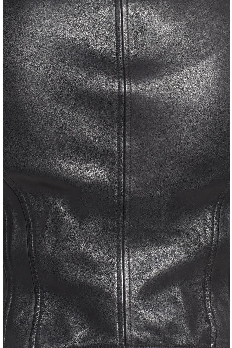 Leather Moto Jacket, Alternate, color, BLACK