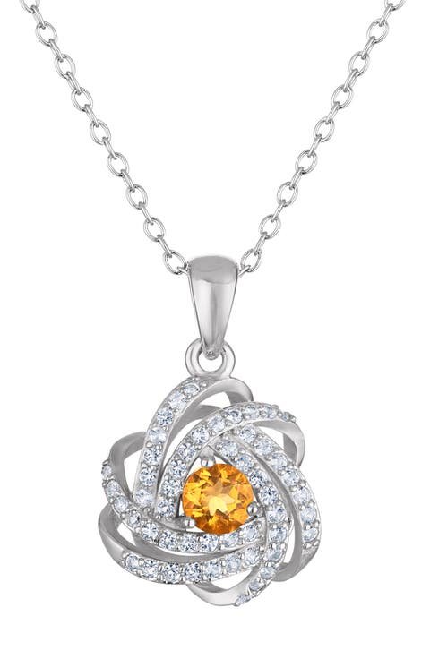 Sterling Silver & Stone Knot Pendant Necklace