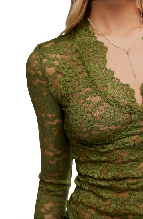 Free People All Day Lace Crop Top In Green