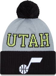 New Era Men's New Era Black/Gray Utah Jazz Tip-Off Two-Tone Cuffed Knit Hat with Pom