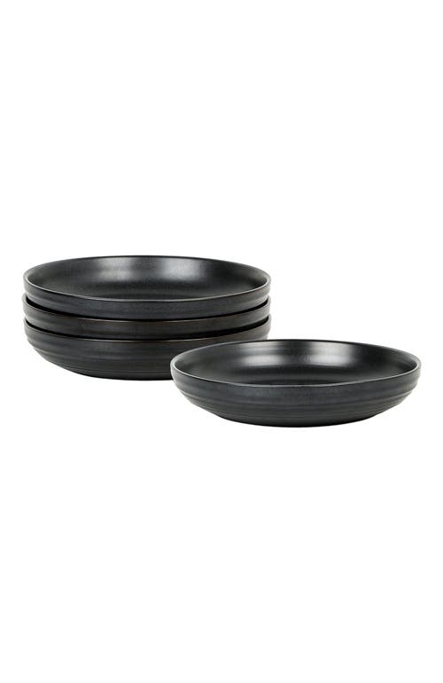 Stone Lain Elio Stoneware 4-piece Pasta Bowl Set In Black