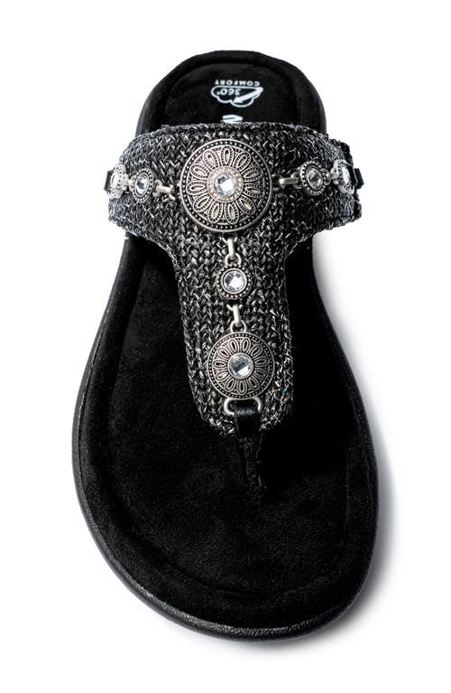 Minnetonka Brecca Flip Flop In Black Metallic