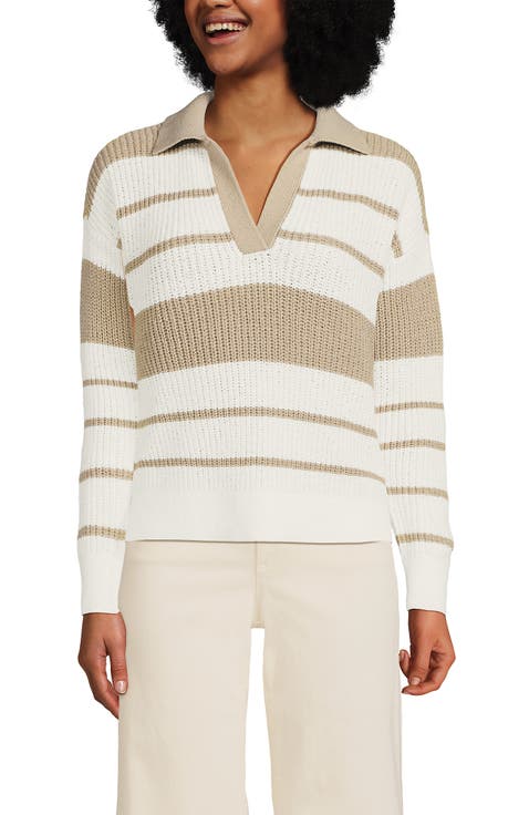 Cotton Boucle Johnny Collar Textured Sweater