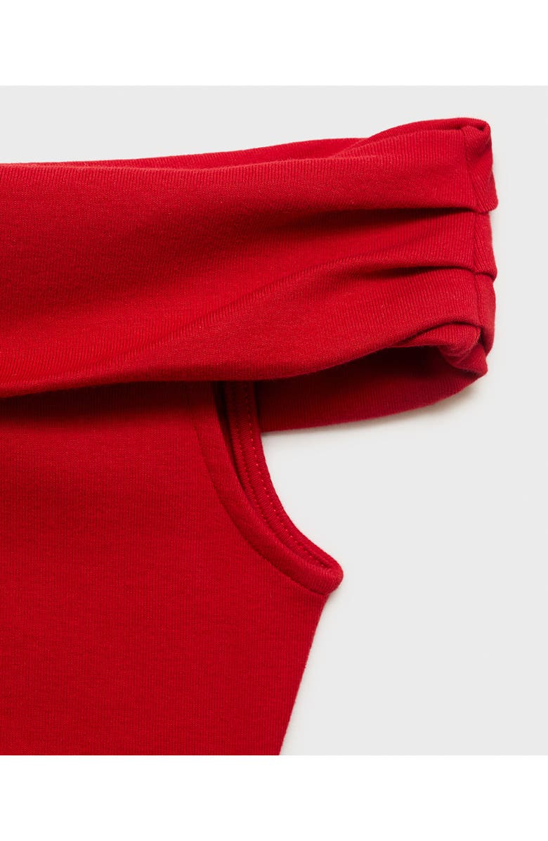 MANGO Pleated Off the Shoulder Dress, Alternate, color, Red