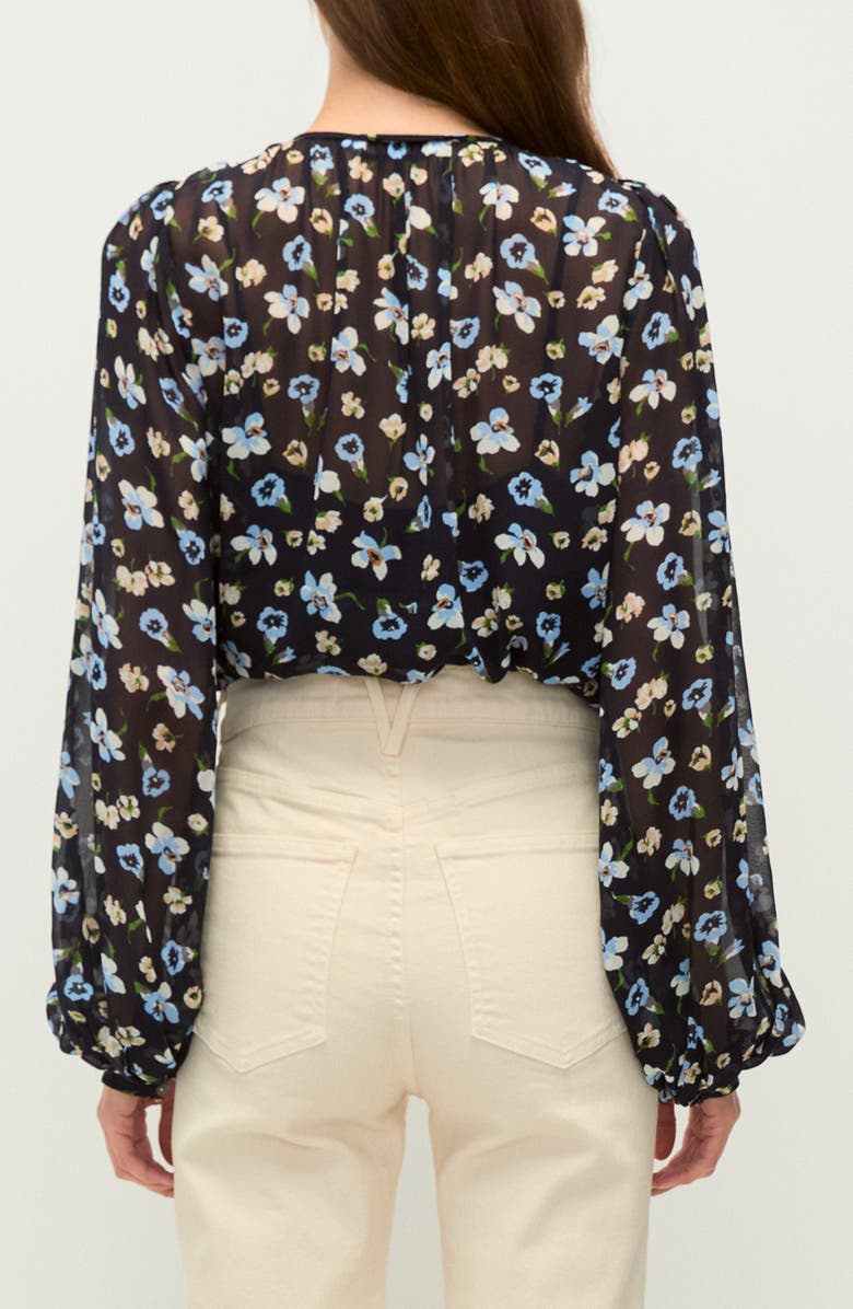 Veronica Beard Alec Floral Silk Chiffon Button-Up Shirt, Alternate, color, Navy Multi