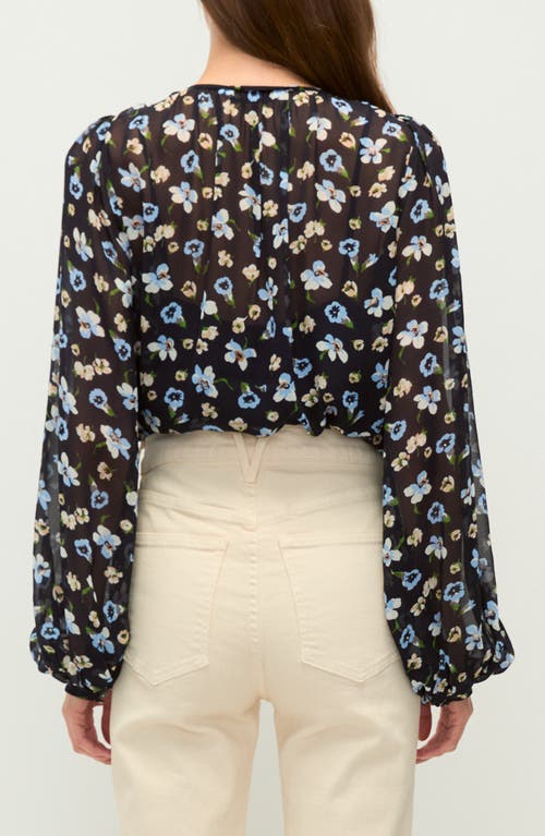 Veronica Beard Alec Floral Blouse In Black Multi In Navy Multi