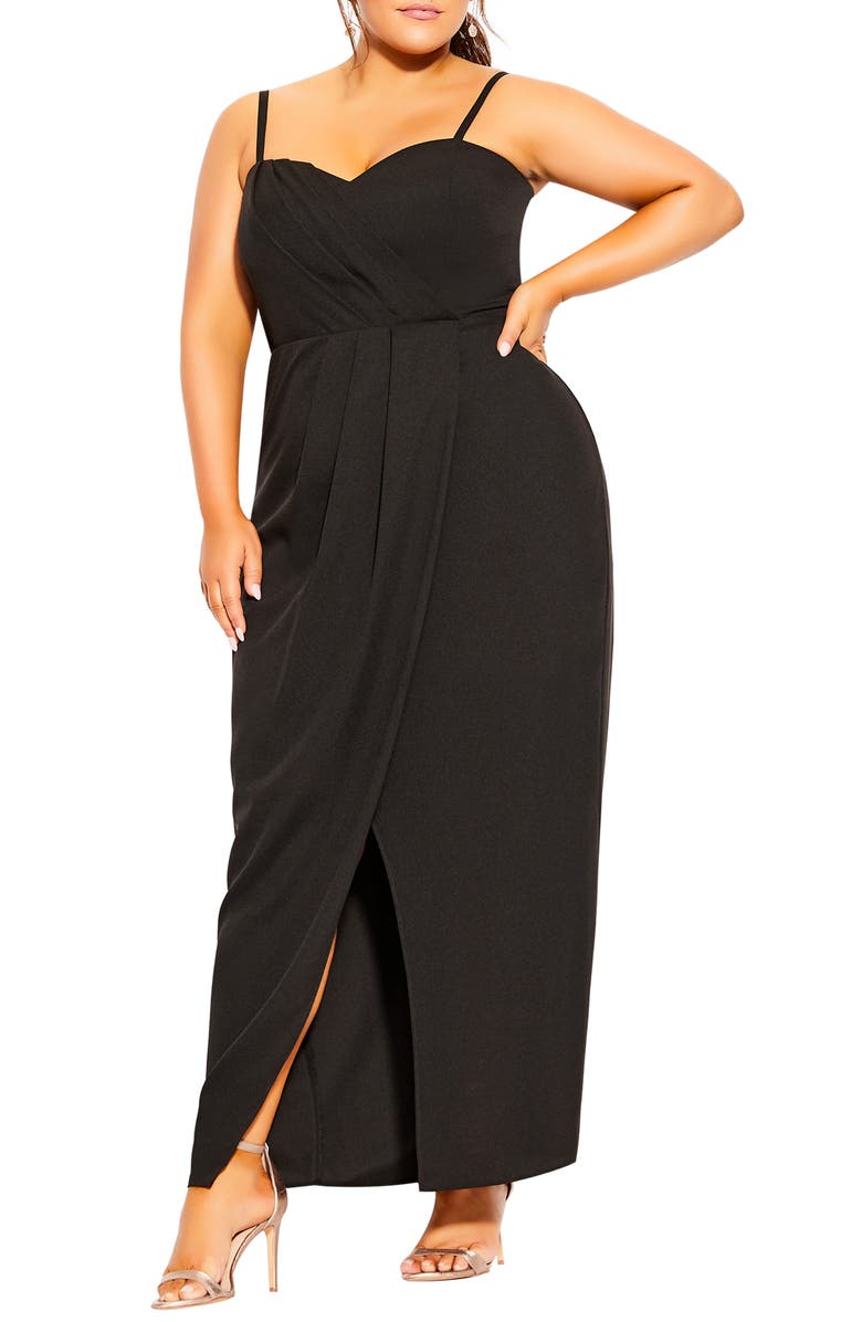 City Chic Drape Sleeveless Maxi Dress, Main, color, 