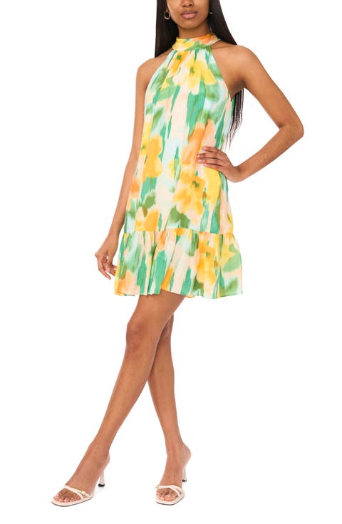 Floral High Neck Minidress