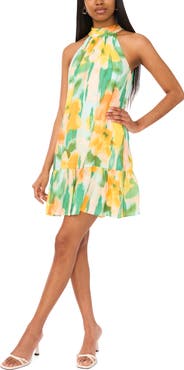 Halogen® Floral High Neck Minidress