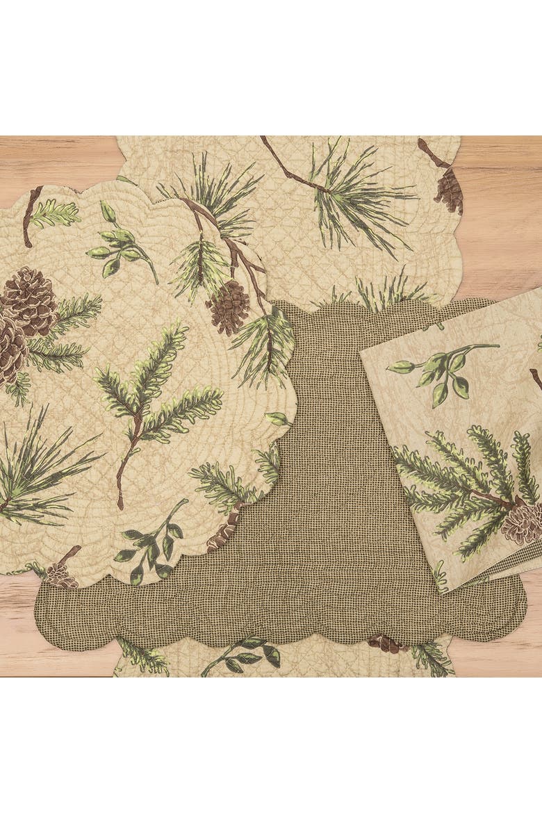 Woodland Retreat Quilted Reversible Cotton Pinecone Theme Table Runner 14" x 51", Alternate, color, Brown