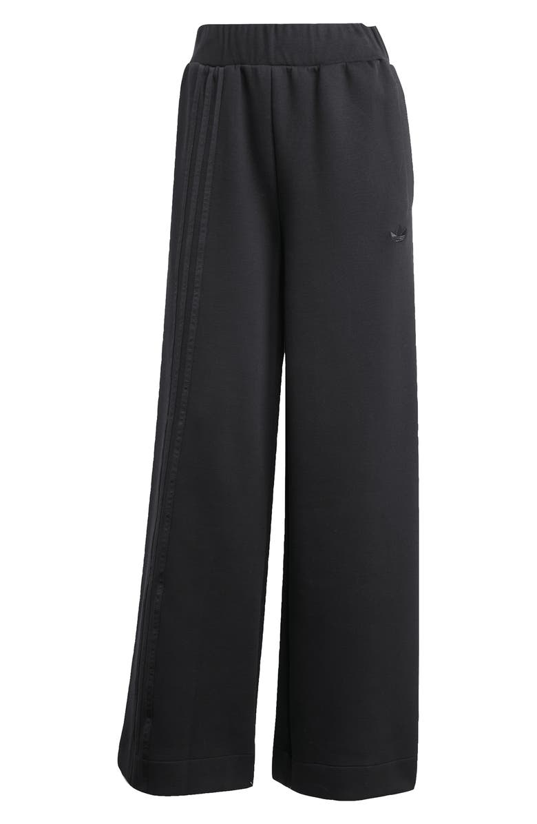 adidas Off Placed 3-Stripes Wide Leg Sweatpants, Alternate, color, Black