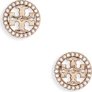 Tory Burch Icon Pavé Circle Stud Earrings