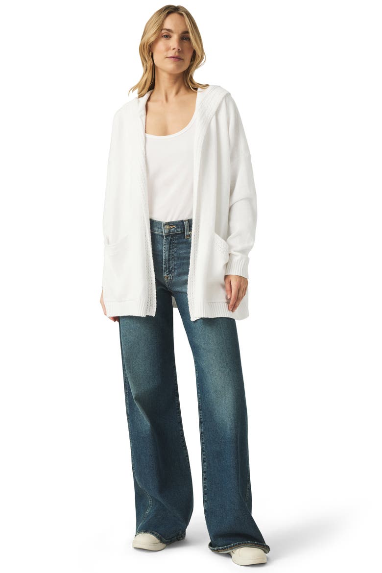 Talula Cotton Hoodie Cardigan, Alternate, color, WHITE