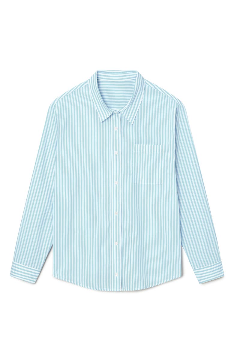Tommy John Stripe Woven Button-Up Sleep Shirt, Alternate, color, Turquoise Stripe