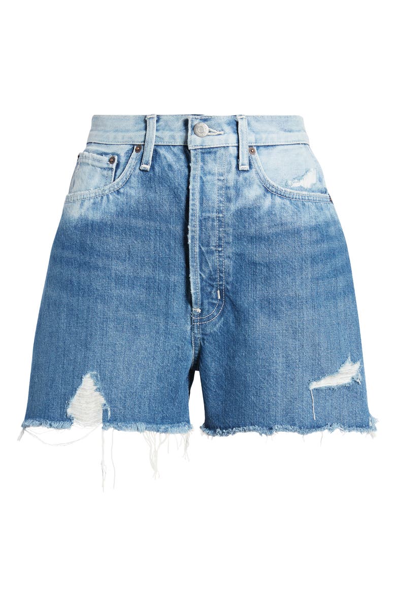 ÉTICA Fern High Waist Cutoff Organic Cotton Denim Shorts, Alternate, color, 