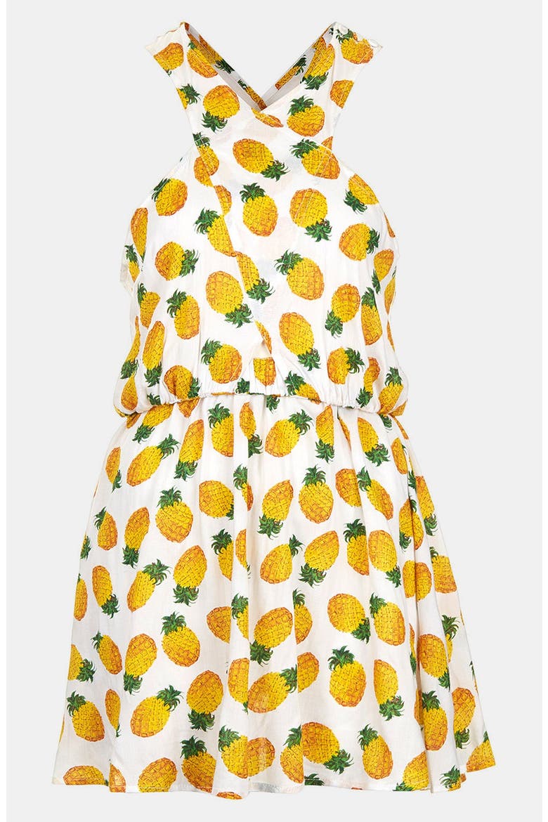 Pineapple Print Sundress, Main, color, WHITE/ YELLOW