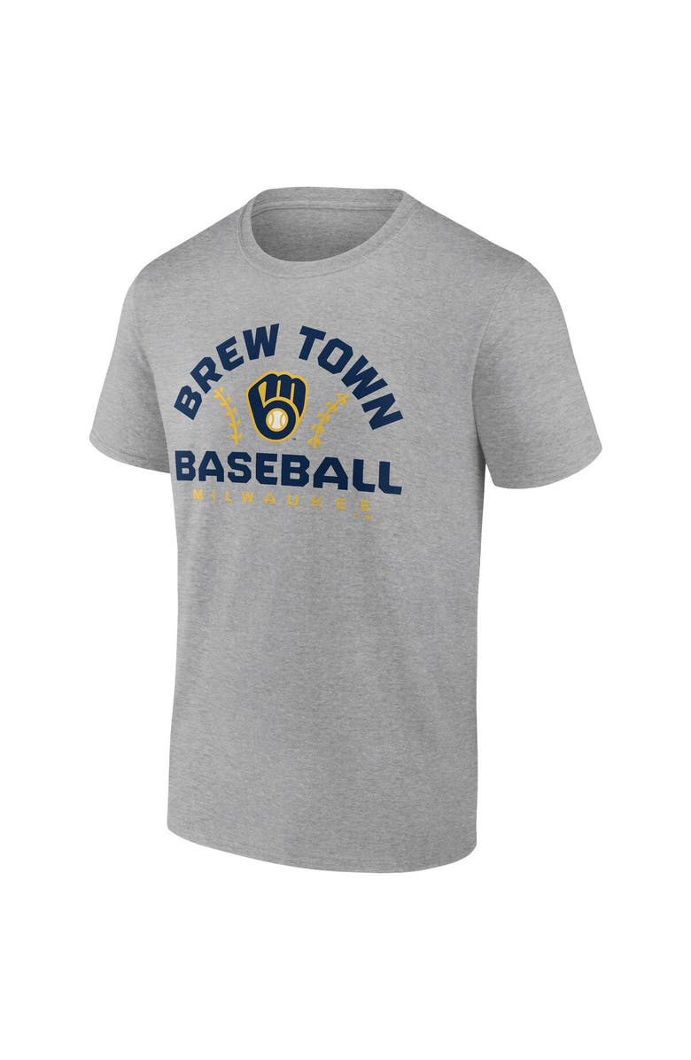 FANATICS Men's Fanatics Branded Heathered Gray Milwaukee Brewers Iconic Go for Two T-Shirt, Alternate, color, 