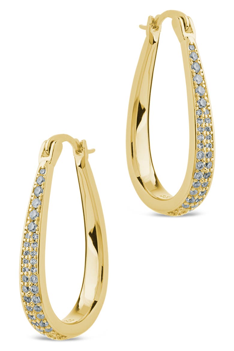Cheryl Pavé Cubic Zirconia Teardrop Hoop Earrings, Alternate, color, GOLD