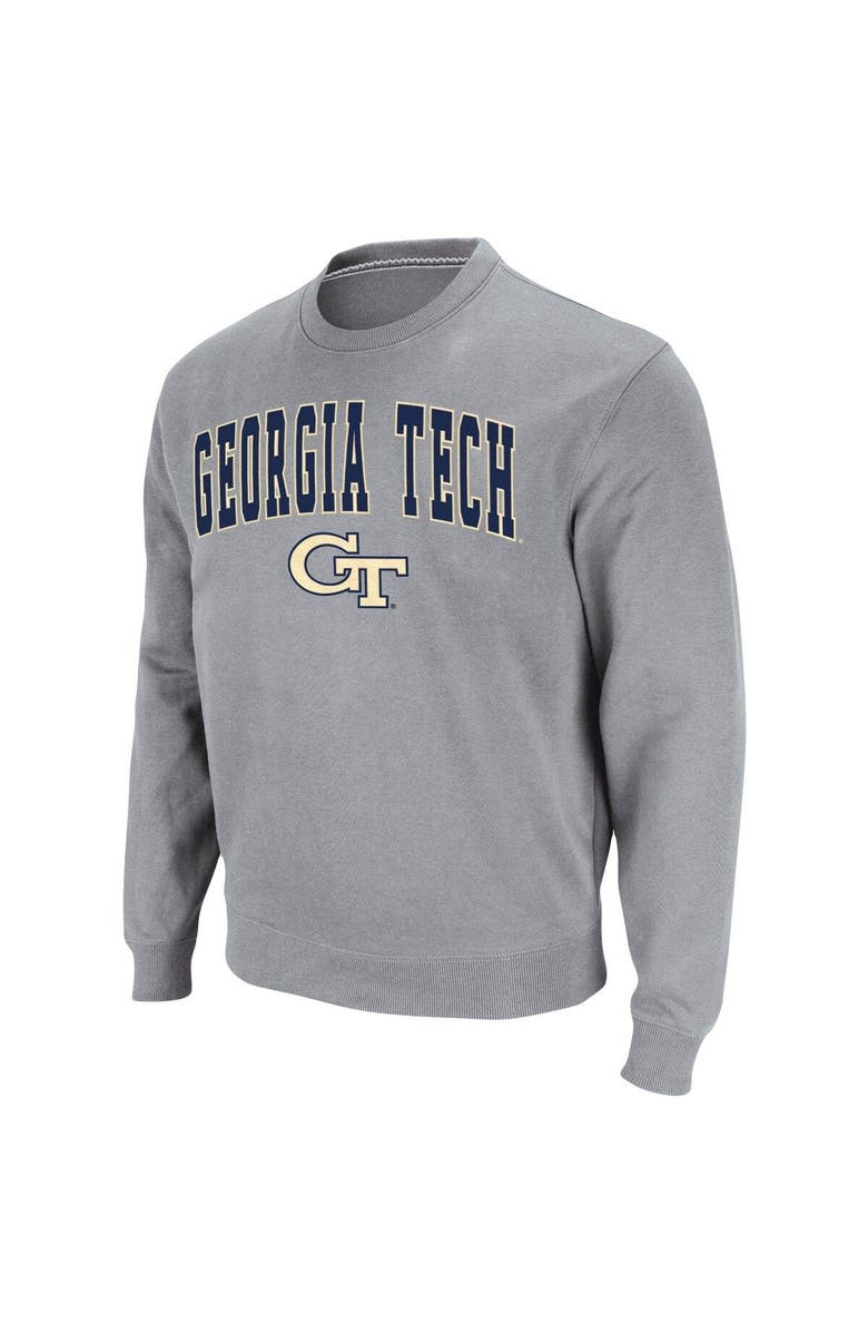 COLOSSEUM Men's Colosseum Heathered Gray Georgia Tech Yellow Jackets Arch & Logo Tackle Twill Pullover Sweatshirt, Alternate, color, Heather Gray