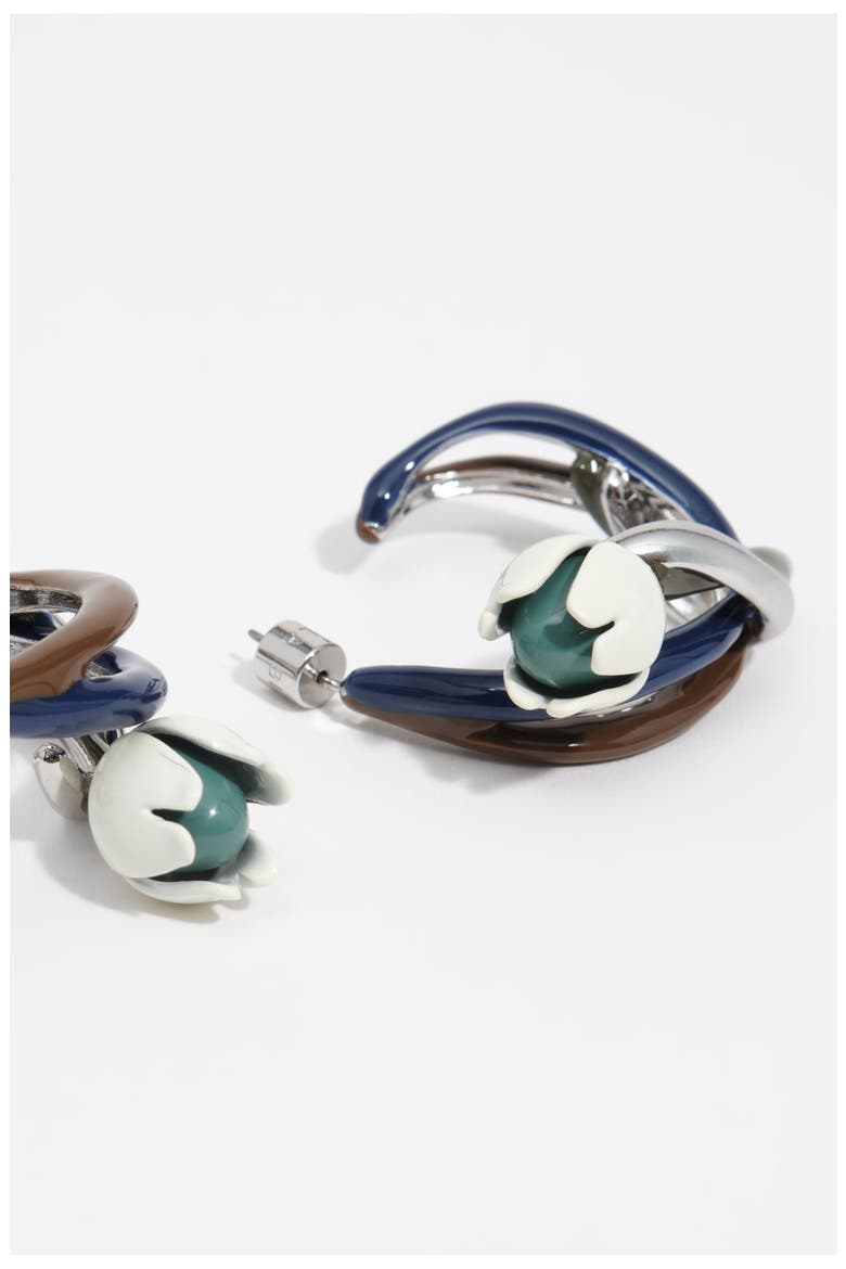 Enameled Maxi Tulip Hoop Earrings, Alternate, color, DARK SILVER
