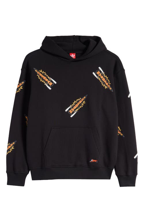 Icecream Rockets Embroidered Hoodie In Black