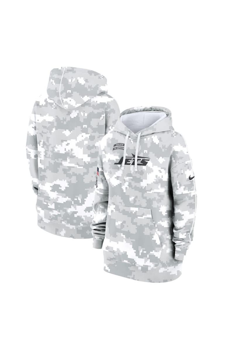 Nike Women's Nike Arctic Camo New York Jets 2024 Salute To Service Club Fleece Oversized Pullover Hoodie, Main, color, 