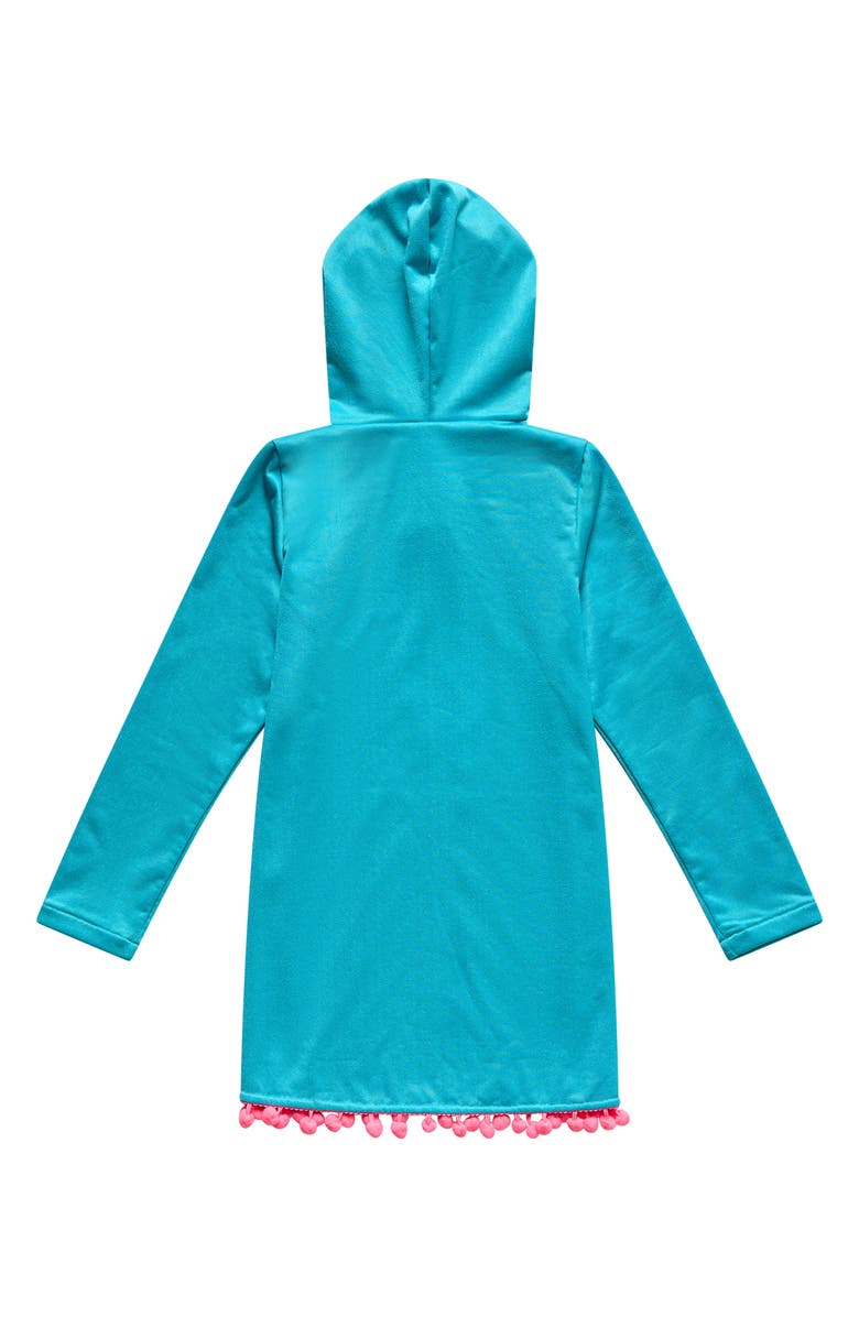 Beach Lingo Kids' Pom Trim Hooded Cover-Up Tunic, Alternate, color, Pool Party