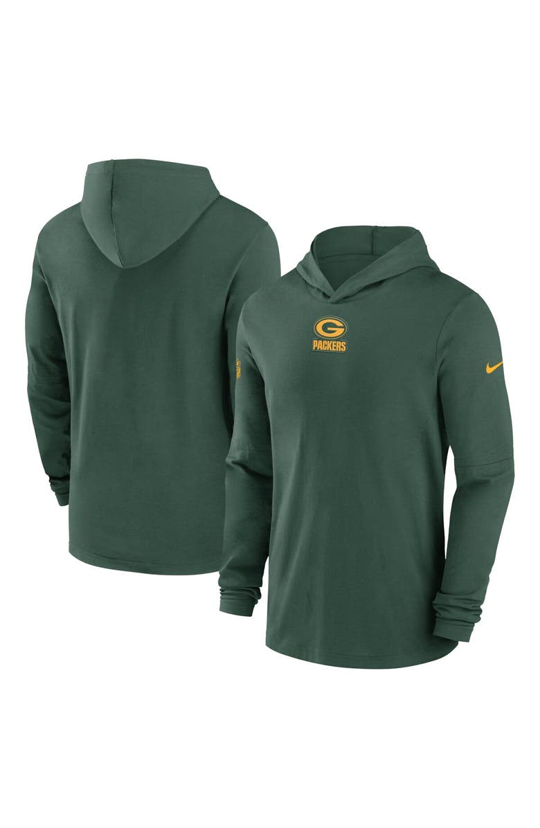 Nike Men's Nike Green Green Bay Packers Sideline Performance Long Sleeve Hoodie T-Shirt, Main, color, 