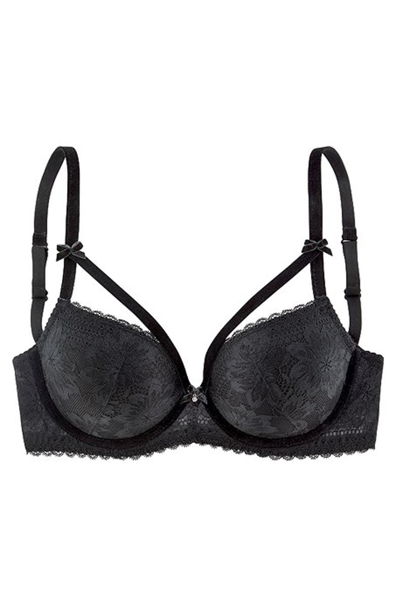 LASCANA Lace Balconette Bra, Alternate, color, Black