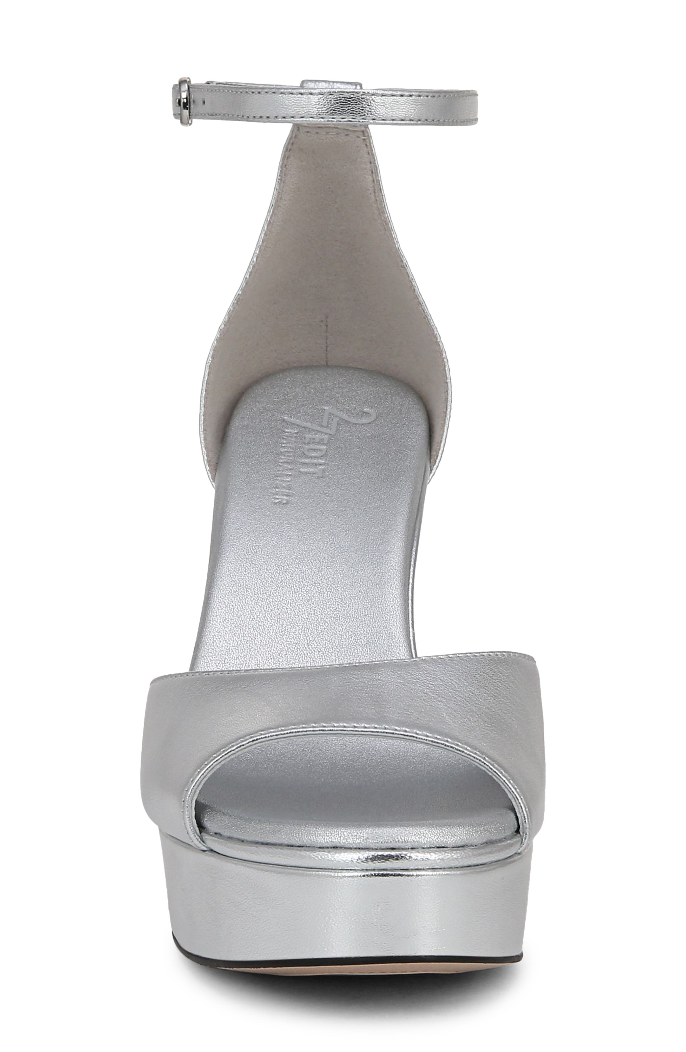Delphie Ankle Strap Platform Sandal, Alternate, color, SILVER