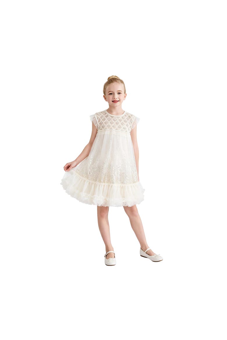 Renoria Lace Sparkle Dress, Alternate, color, Beige
