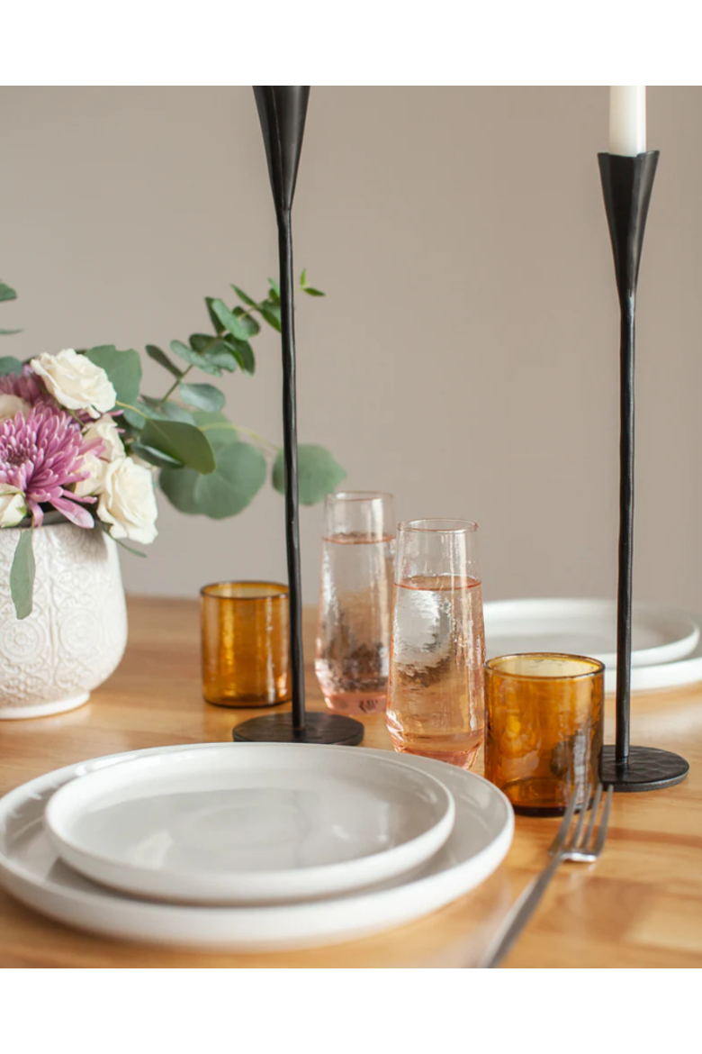 Handblown Hammered Champagne Flutes - Set of 2, Alternate, color, Blush