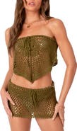 EDIKTED Lolani Crochet Cover-Up Handkerchief Crop Top