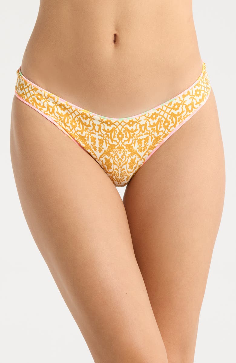 Maaji Arabian Nights Flash Bikini Bottoms, Alternate, color, Bright Yellow/ Pink Multi