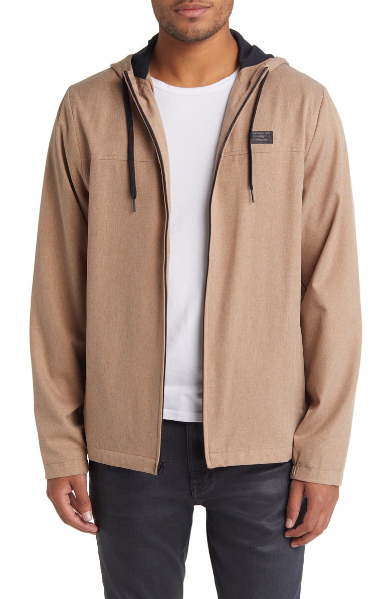 TravisMathew Beer Garden Colorblock Hooded Jacket, Main, color, Heather Portabella