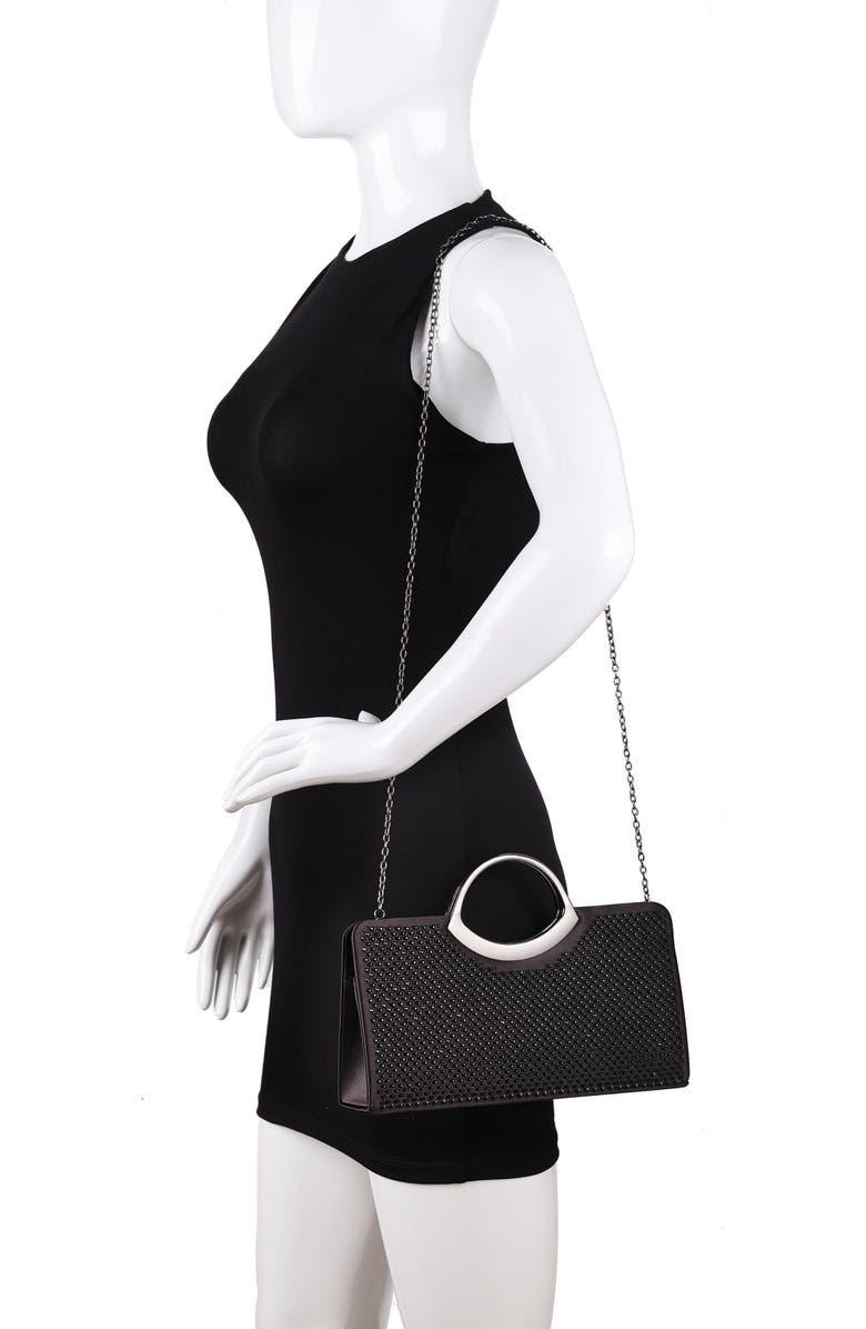 LADY COUTURE Tango Rhinestone Satin Clutch, Alternate, color, Black